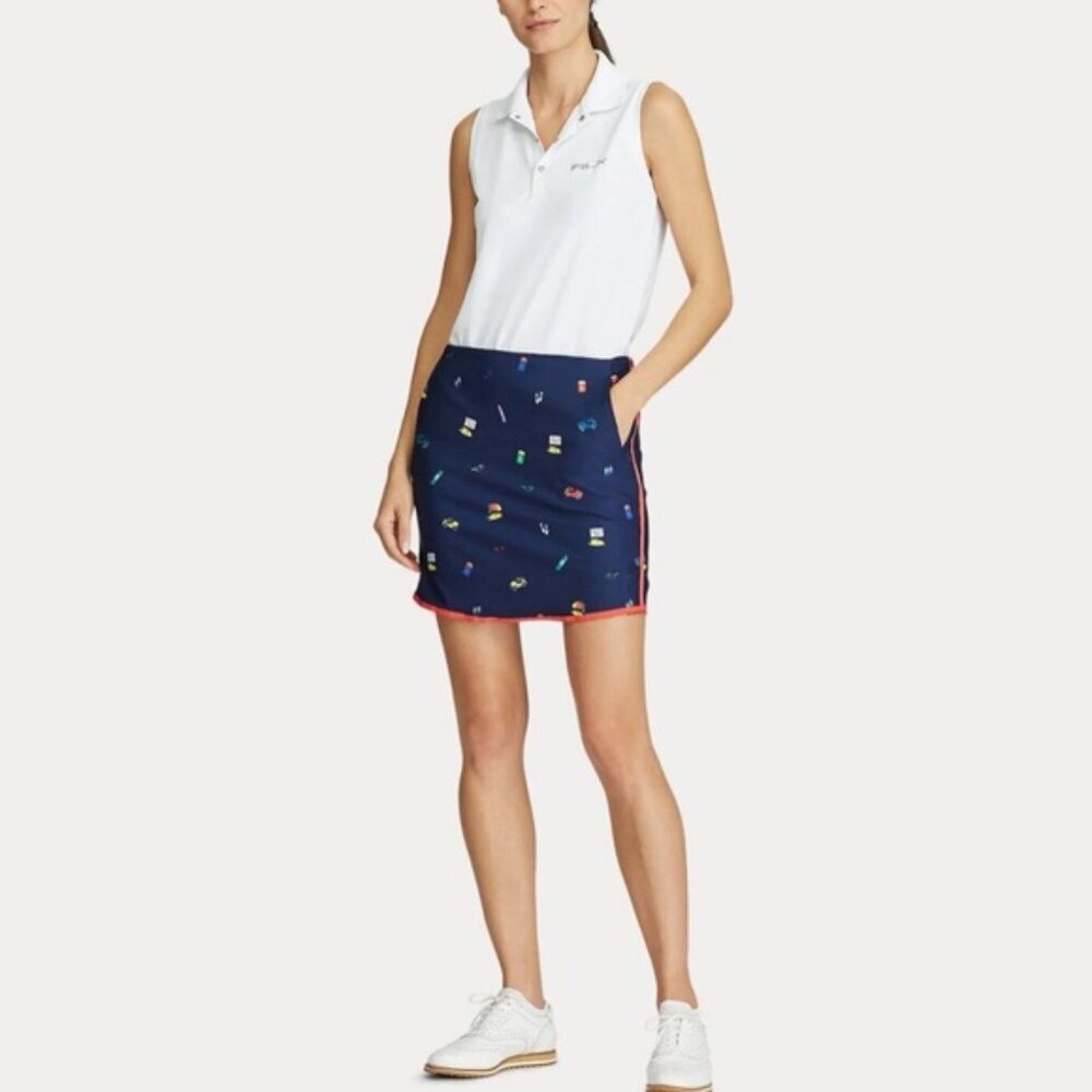 POLO RALPH LAUREN Navy BEACH-PRINT Golf Tennis SKORT Size 2‎